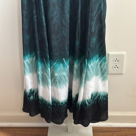 White House Black Market Dip Dye Fit and Flare Green Formal Midi Dress NWT Sz 8 - Picture 7 of 15